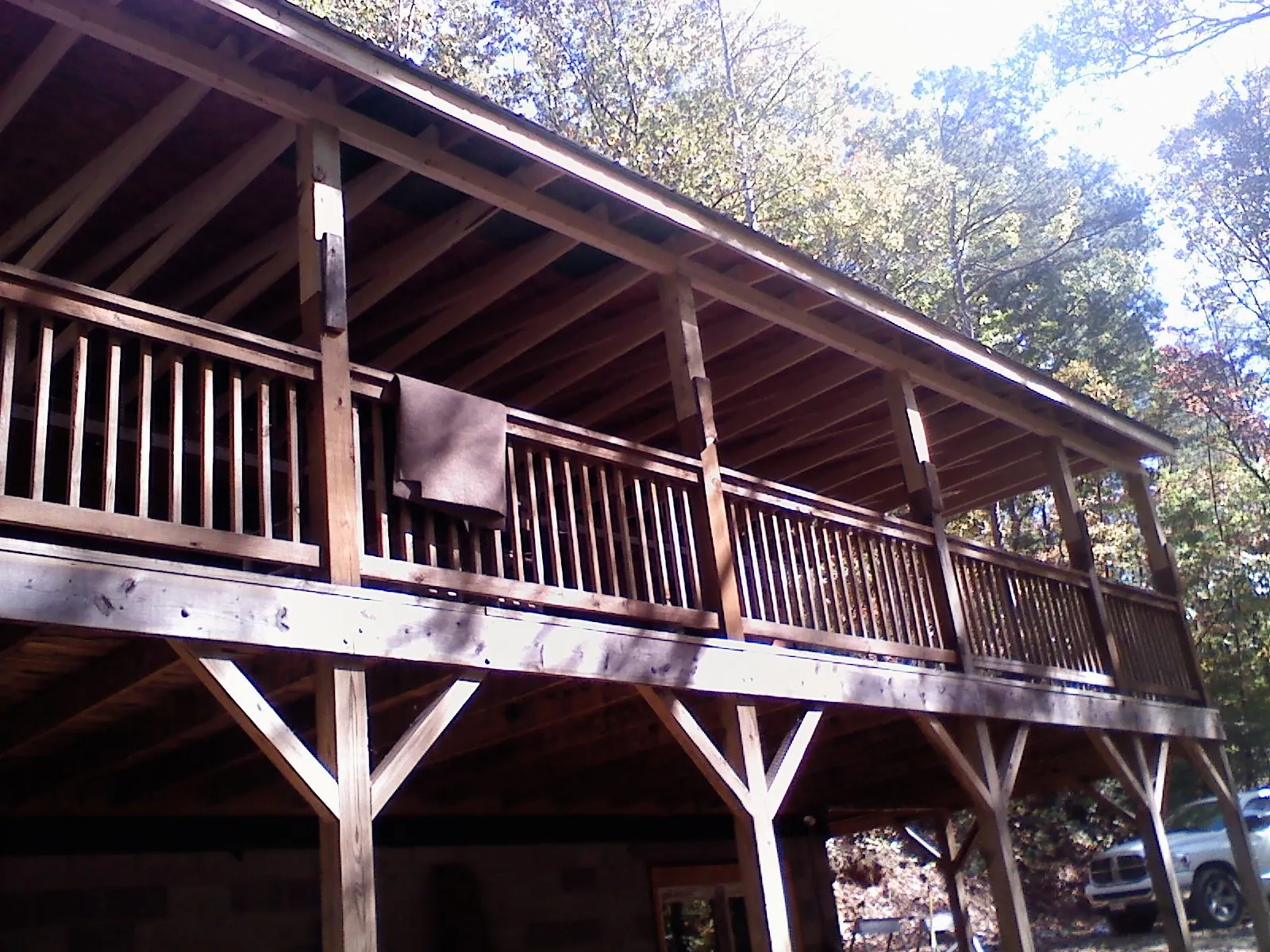 Timber framing under a new elevated porch and deck — Roof Leak Repair in Hoschton by Roofing Brothers